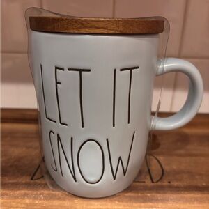 Rae Dunn ‘Let It Snow’ Mug with Wooden Coaster/Lid